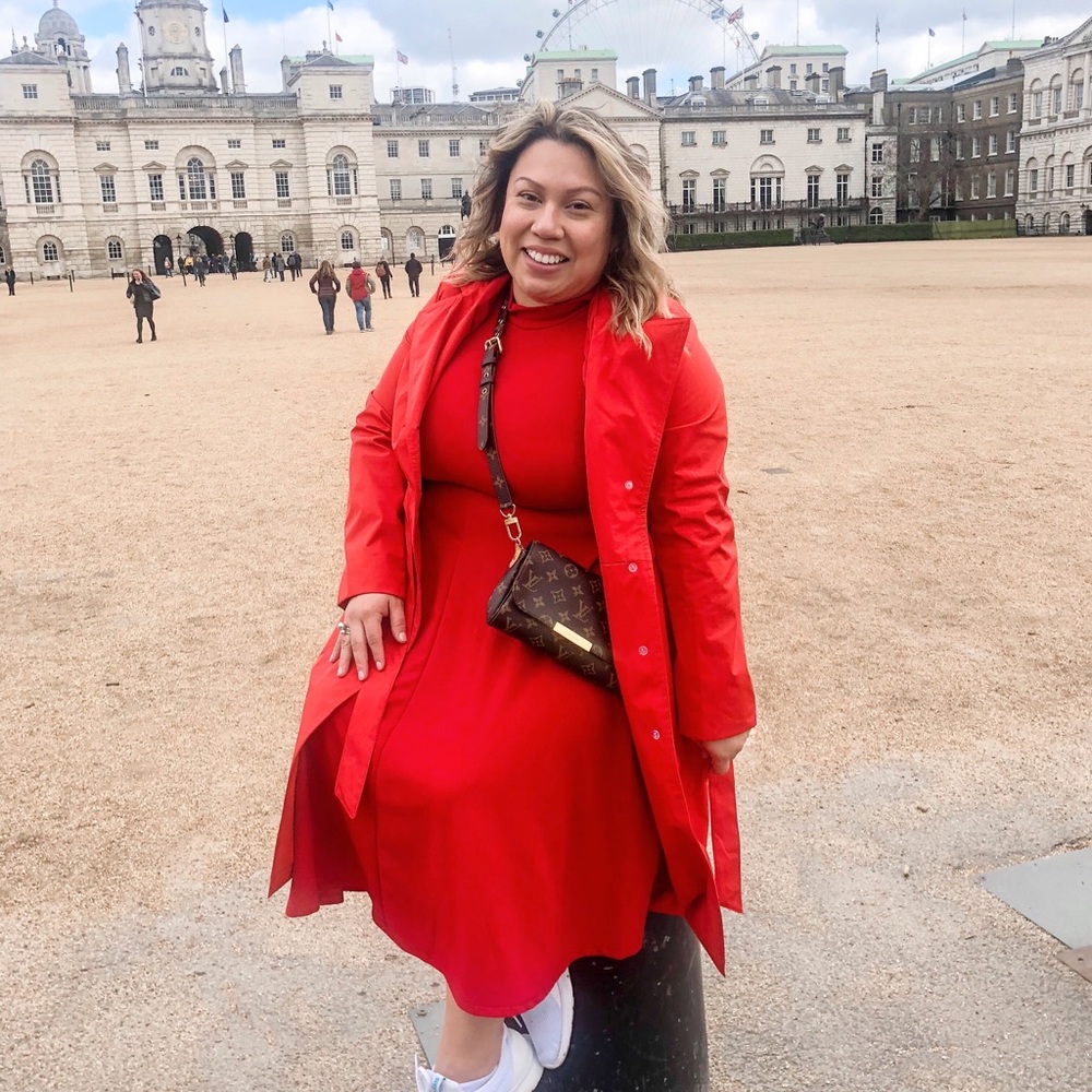 Red midi dress